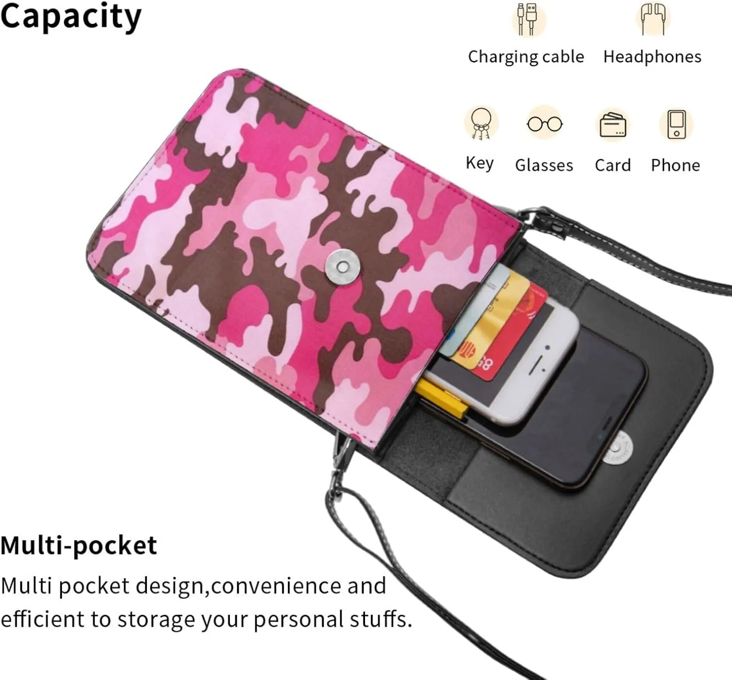 Puzzle Pieces Tie Dye Autism Awareness Leather Crossbody Cell Phone Purse Wallet Bags Adjustable Phone Bag for Women