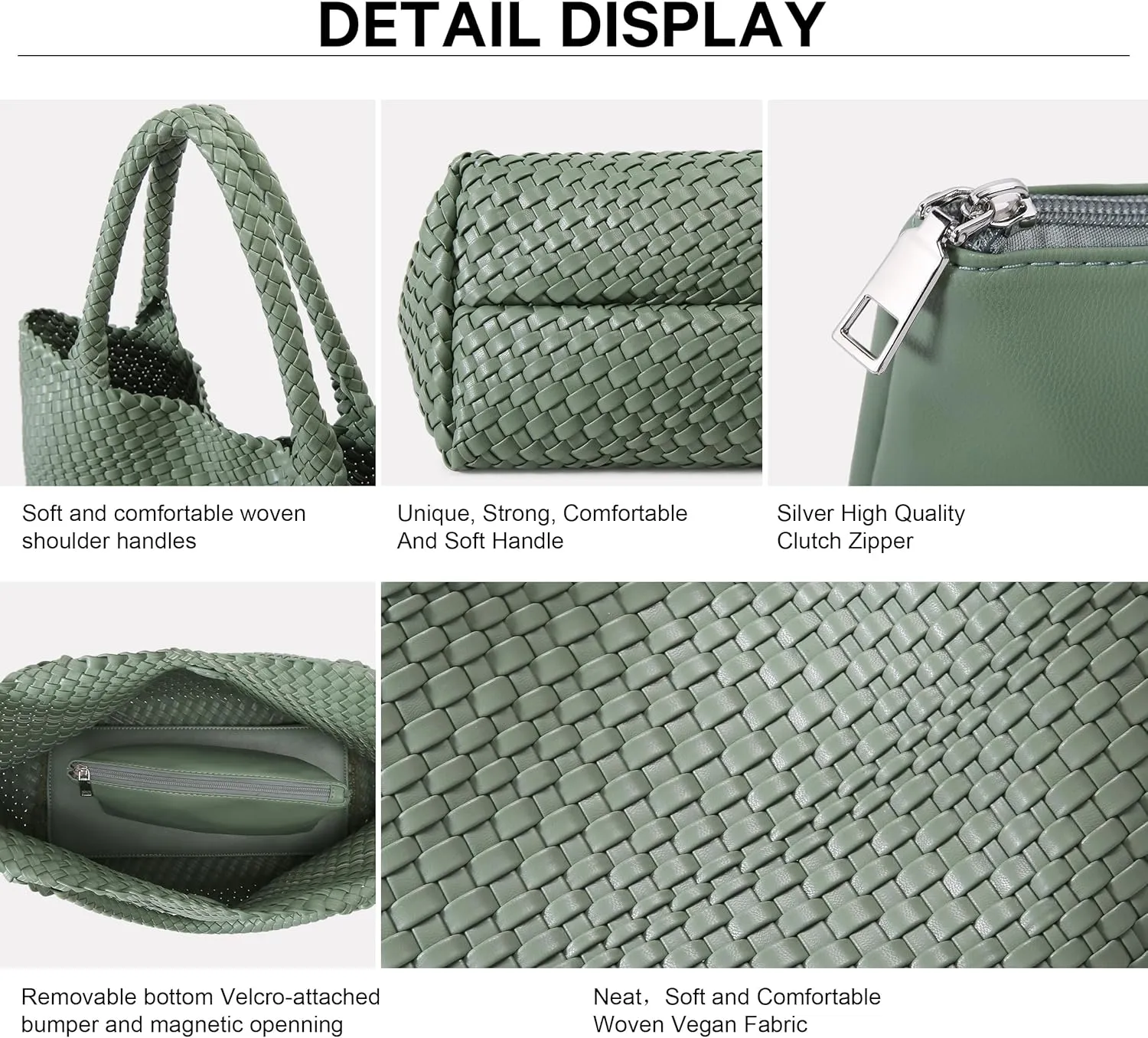 Queenoris Woven Bag for Women, Fashion Top Handle Shoulder Bag Vegan Leather Shopper Bag Large Travel Tote Bag
