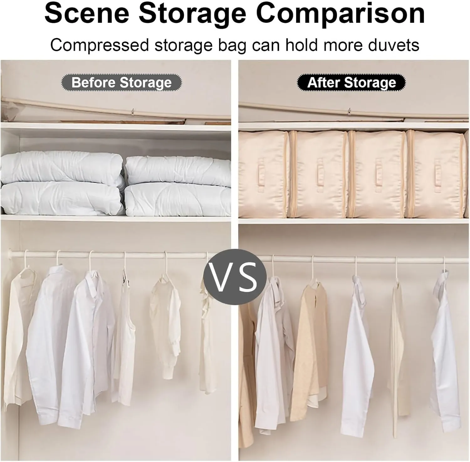 Quilt Clothes Compression Fitting Bag Storage Bag Large Capacity Quilt Packing Moving Packing Bag Dustproof Multifunctional(Gray,M)