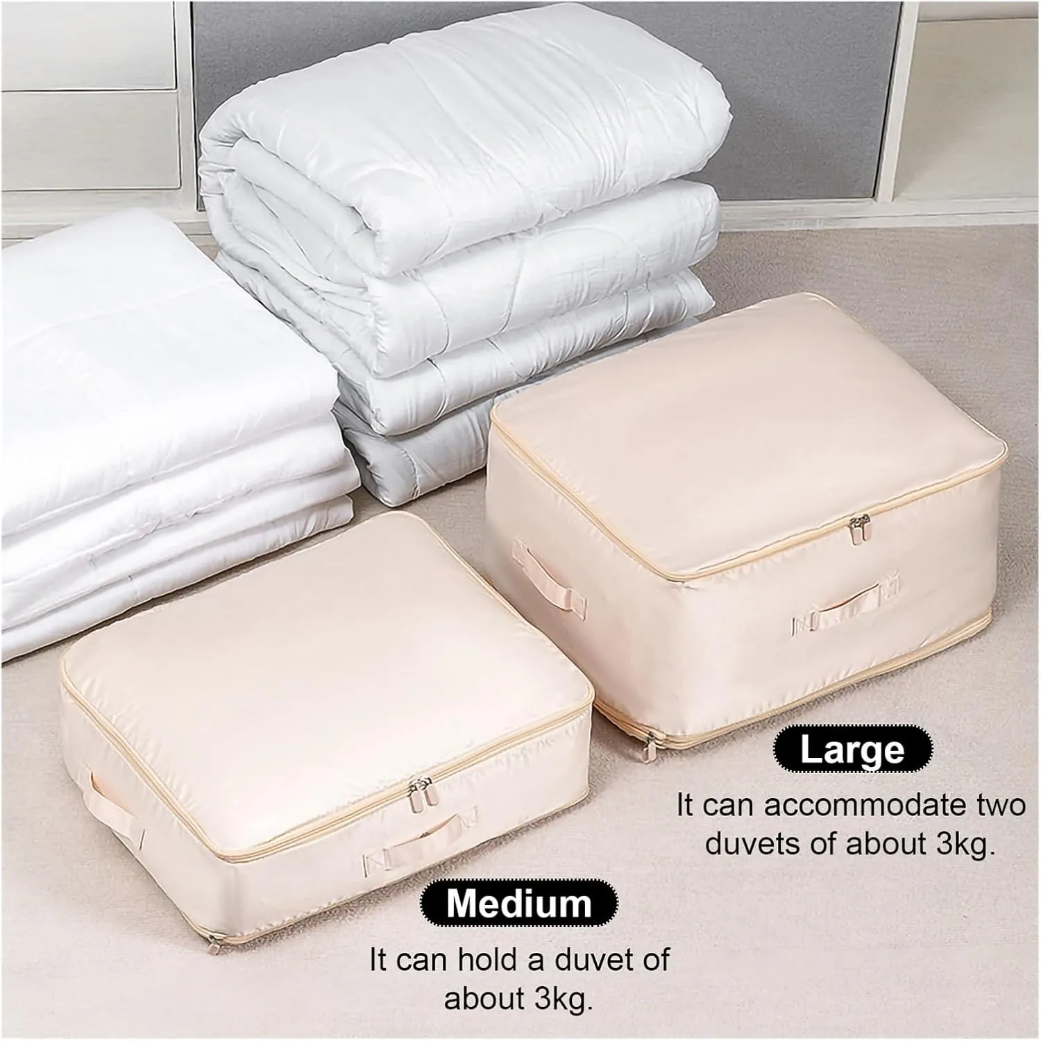 Quilt Clothes Compression Fitting Bag Storage Bag Large Capacity Quilt Packing Moving Packing Bag Dustproof Multifunctional(Gray,M)