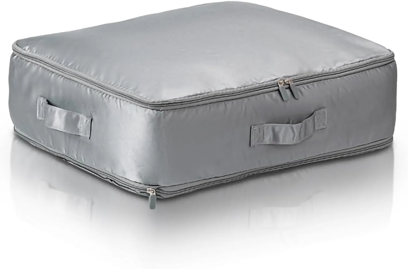 Quilt Clothes Compression Fitting Bag Storage Bag Large Capacity Quilt Packing Moving Packing Bag Dustproof Multifunctional(Gray,M)