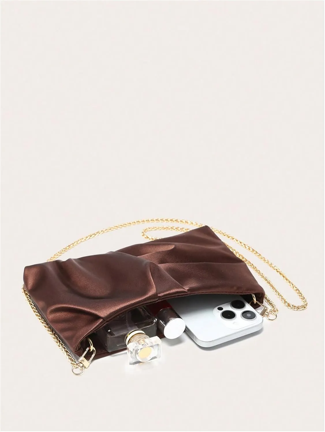 QWINEE Women's Satin Purse Ruched Evening Clutch Handbags Formal Party Handbag Wedding Bags