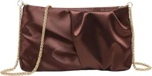 QWINEE Women's Satin Purse Ruched Evening Clutch Handbags Formal Party Handbag Wedding Bags