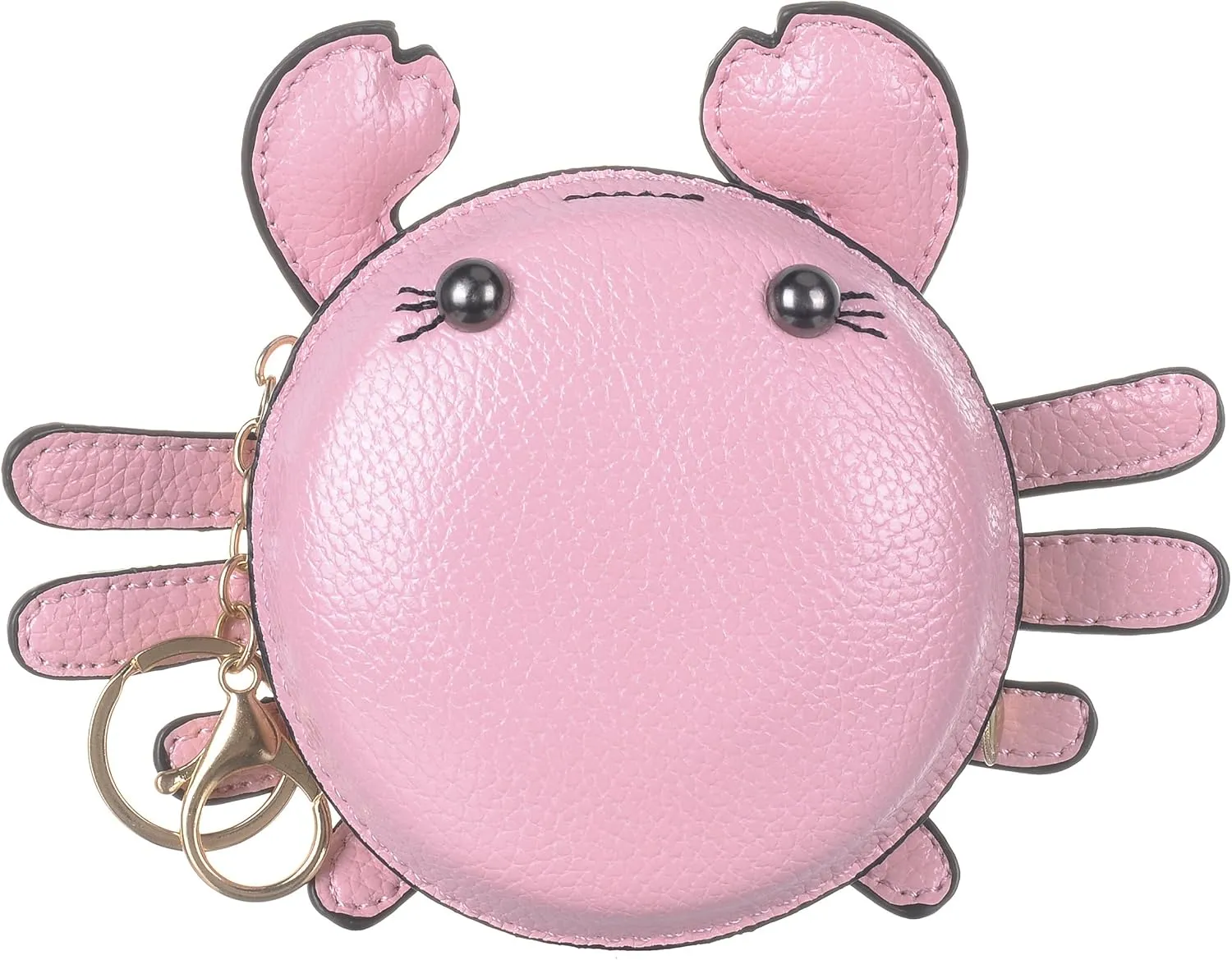 QZUnique Crab Coin Purse Mini Animal Cartoon Change Pouch with Keychain Cute Leather Wallet Key Bag for Women Kids
