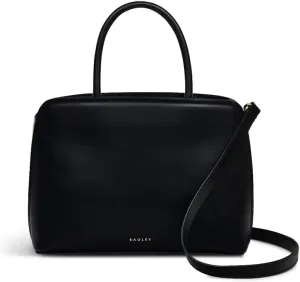 RADLEY London Bow Street Women's Small Leather Ziptop Satchel Bag, Black