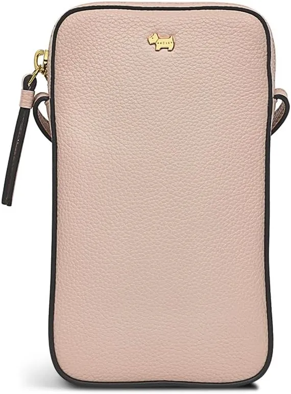 Radley London Muswell Lane Medium Phone Crossbody Purse for Women, in Grained Leather, with Adjustable Strap, Prairie Pink