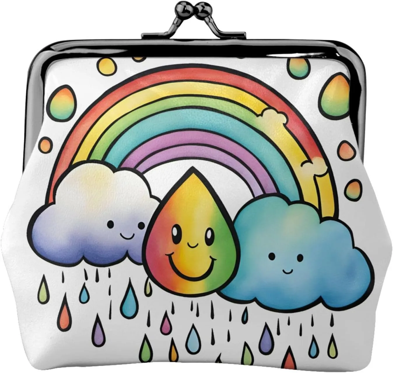 Rainbow Clouds Raindrop 1 coin purse for women,small womens wallet,small makeup bag for purse,small wallets woman,wallets for women