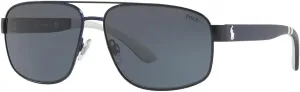 Ralph Lauren PH 3112 930387 Matte Blue Navy Metal Pilot Sunglasses Grey Lens