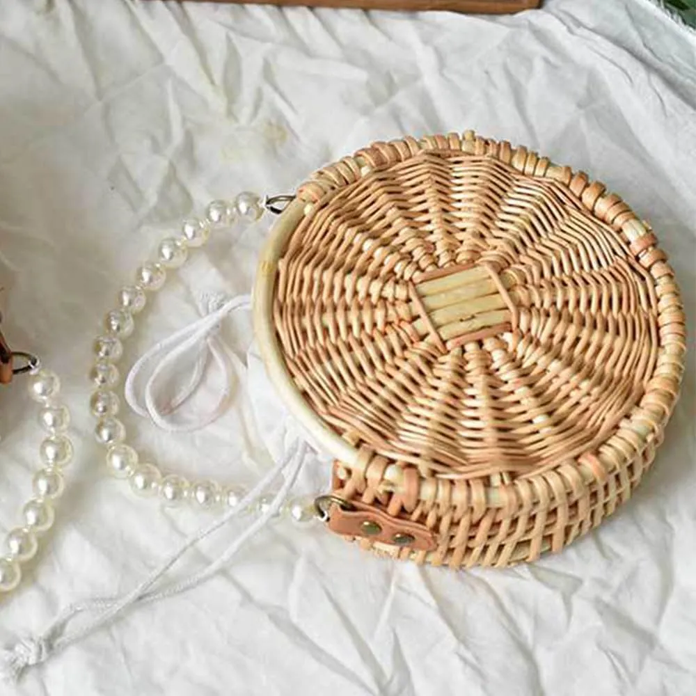 Rattan Handmade Handbags for Women Bamboo Bag Women's Tote Handbag Wood Bags Basket Vacation Summer Beach Bag