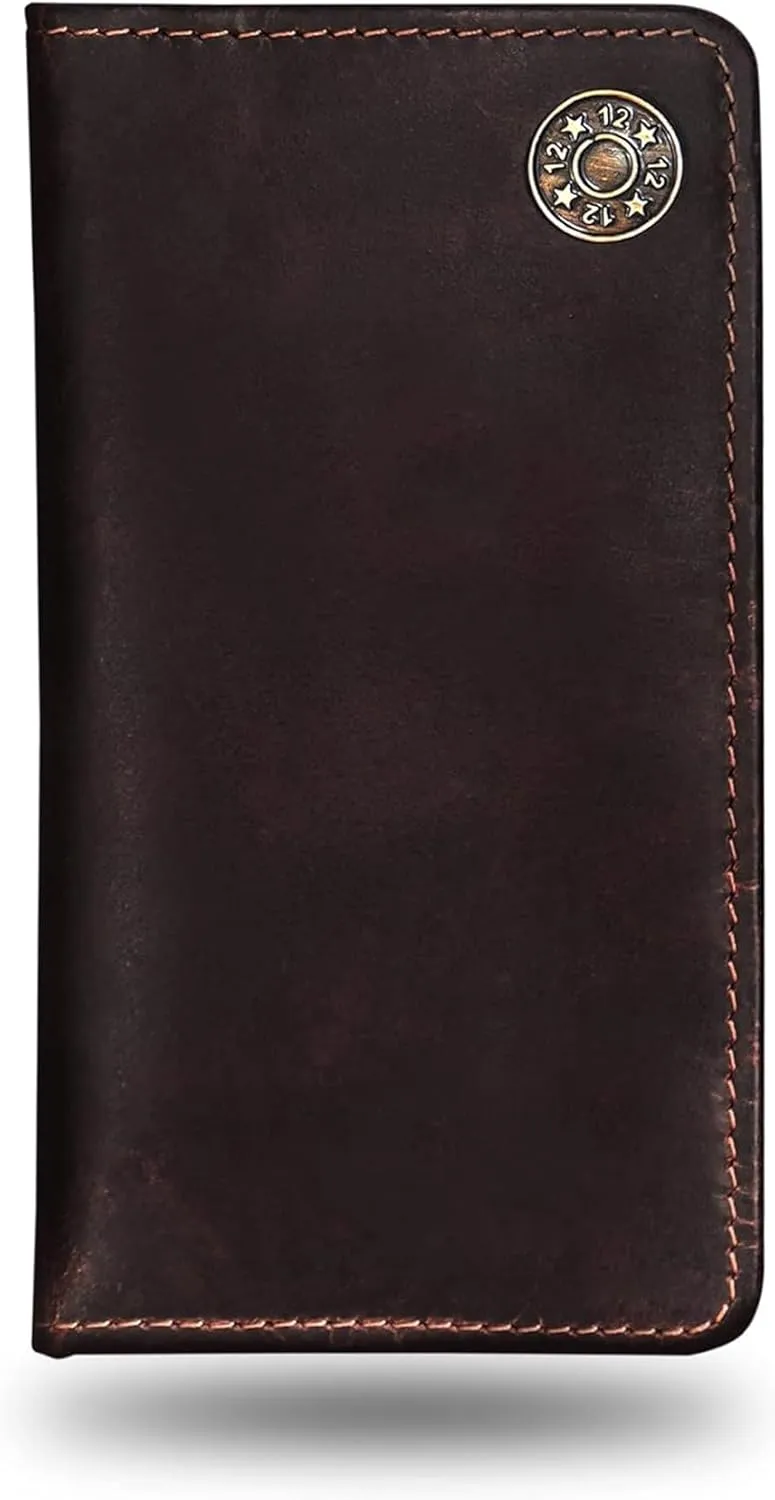 RAW HYD Full-Grain Leather Long Wallet for Men - Classic Bifold Western Wallet for Men - Minimalist Cowboy Wallets for Men - Rodeo wallets for men - Checkbook Cover & Gift for Him