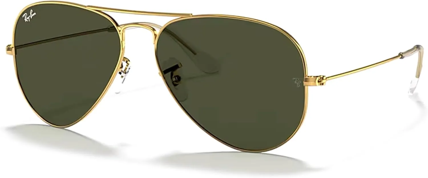 Ray-Ban RB3025 Metal Aviator Sunglasses For Men For Women   BUNDLE with Designer iWear Eyewear Care Kit