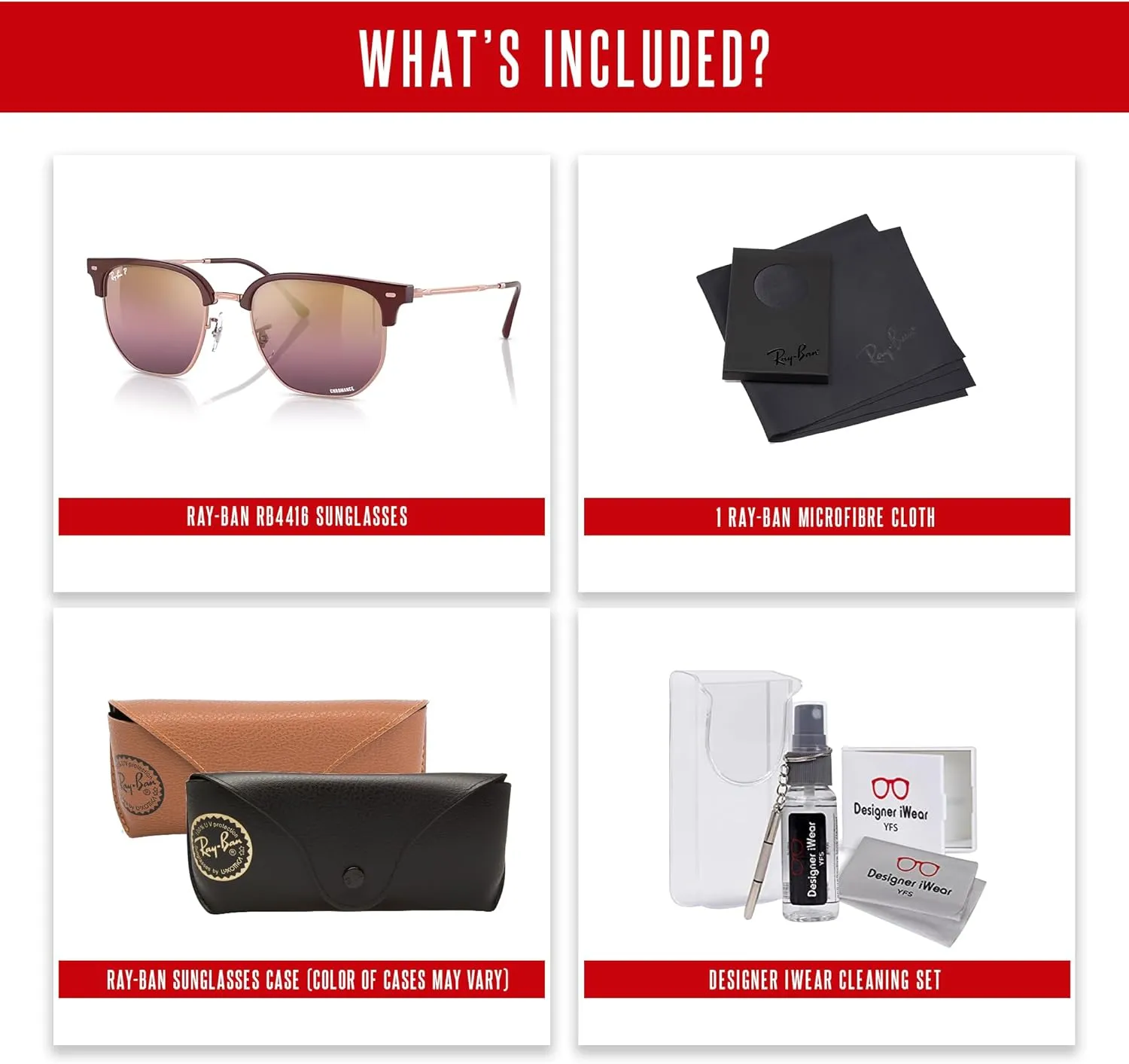 Ray-Ban RB4416 NEW Clubmaster METAL Hexagonal Sunglasses for Men for Women   BUNDLE With Designer iWear Eyewear Kit