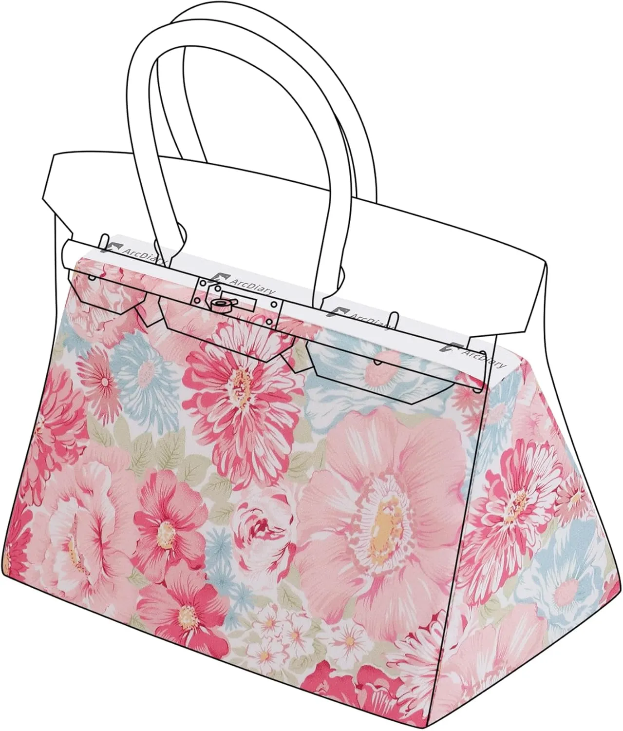 Rayon Purse Pillow Shaper Insert, unique pattern handbag shapers, Memory Foam, for Birkin 25/30/35/40 bags(BK30,Blooming)