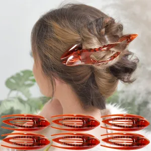 RC ROCHE ORNAMENT 6 Pcs French Concord Hair Clip Curved Thick or Thin Hair for Women No Slip Strong Grip Hold Side Slide Volume Claws Lay Down Clips Hair Bun Updo Clamp, Large Brown