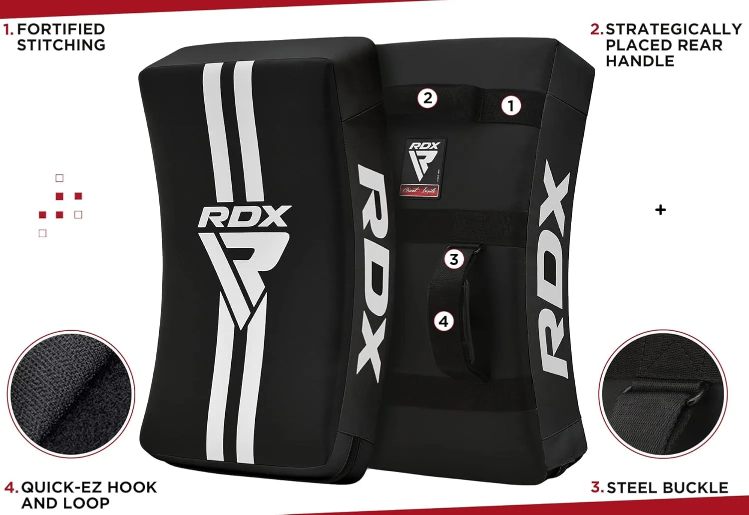 RDX Kick Shield Muay Thai Kickboxing, 60CM Large Heavy Curved Kicking Striking Body Pad, Punching Foot Target MMA Boxing Training, 3 Padded Handles, Martial Arts Karate TKD Taekwondo (ONE PAD ONLY)