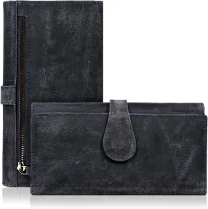 Real Leather Women Wallet Leather with RFID Blocking - Designer Trifold Card Holder Ladies Clutch with ID Window Wallets