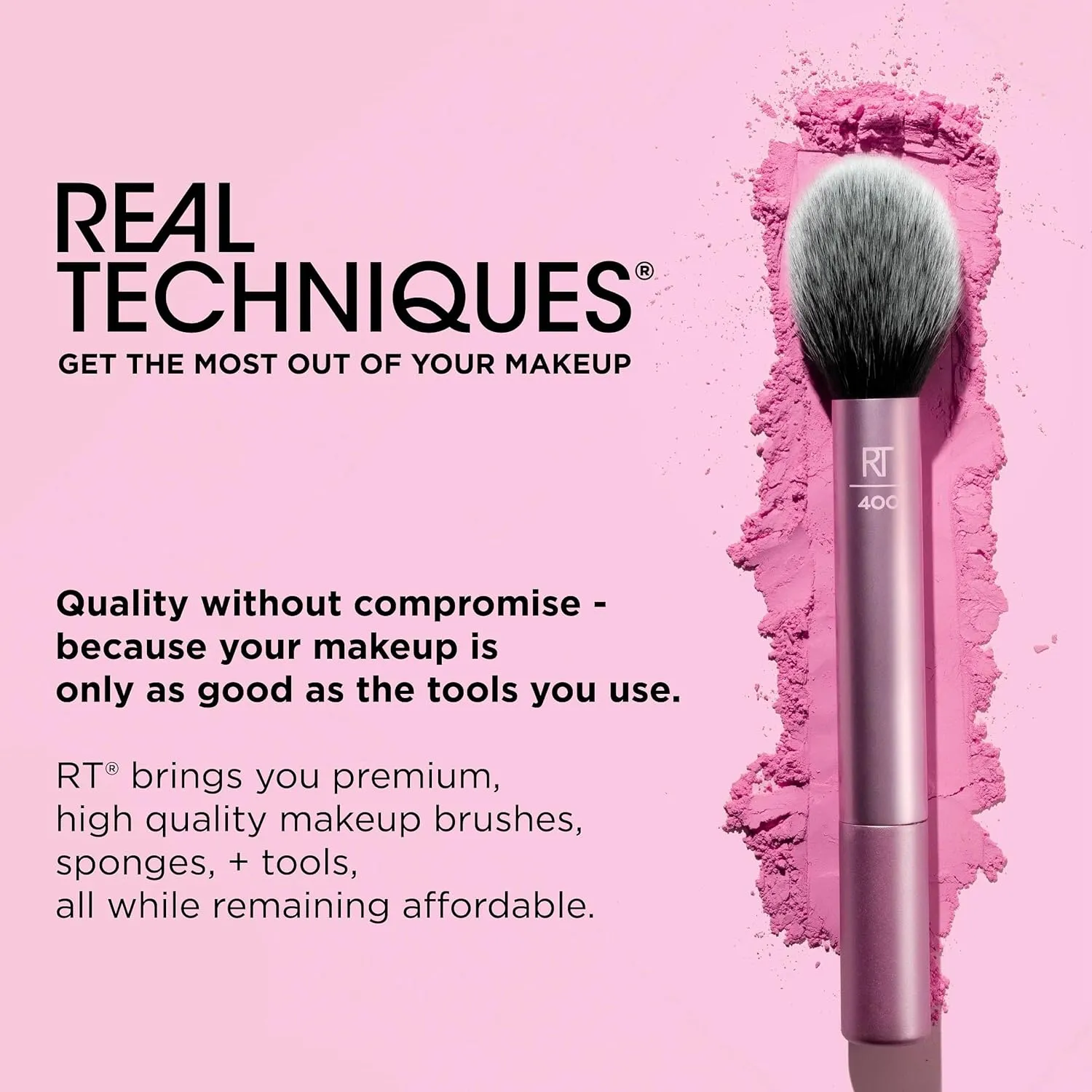 Real Techniques Double Time Brush   Lash 4 Piece Set, Dual-Ended Eye Makeup Brushes For Eyeshadow & Brows, Travel-Friendly Brush Caps For Storage, Eyelash Curler Included, Cruelty-Free