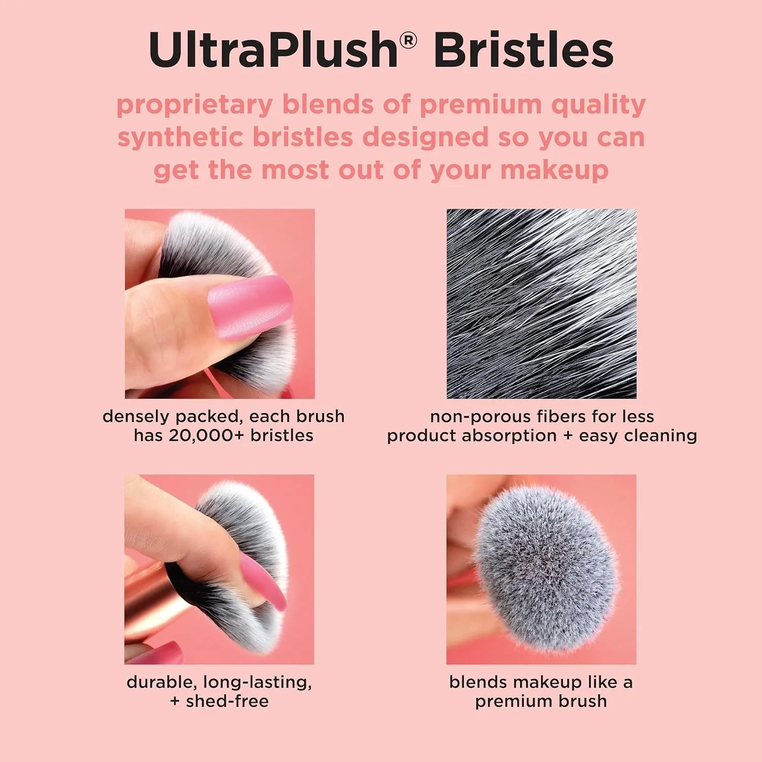 Real Techniques Double Time Brush   Lash 4 Piece Set, Dual-Ended Eye Makeup Brushes For Eyeshadow & Brows, Travel-Friendly Brush Caps For Storage, Eyelash Curler Included, Cruelty-Free