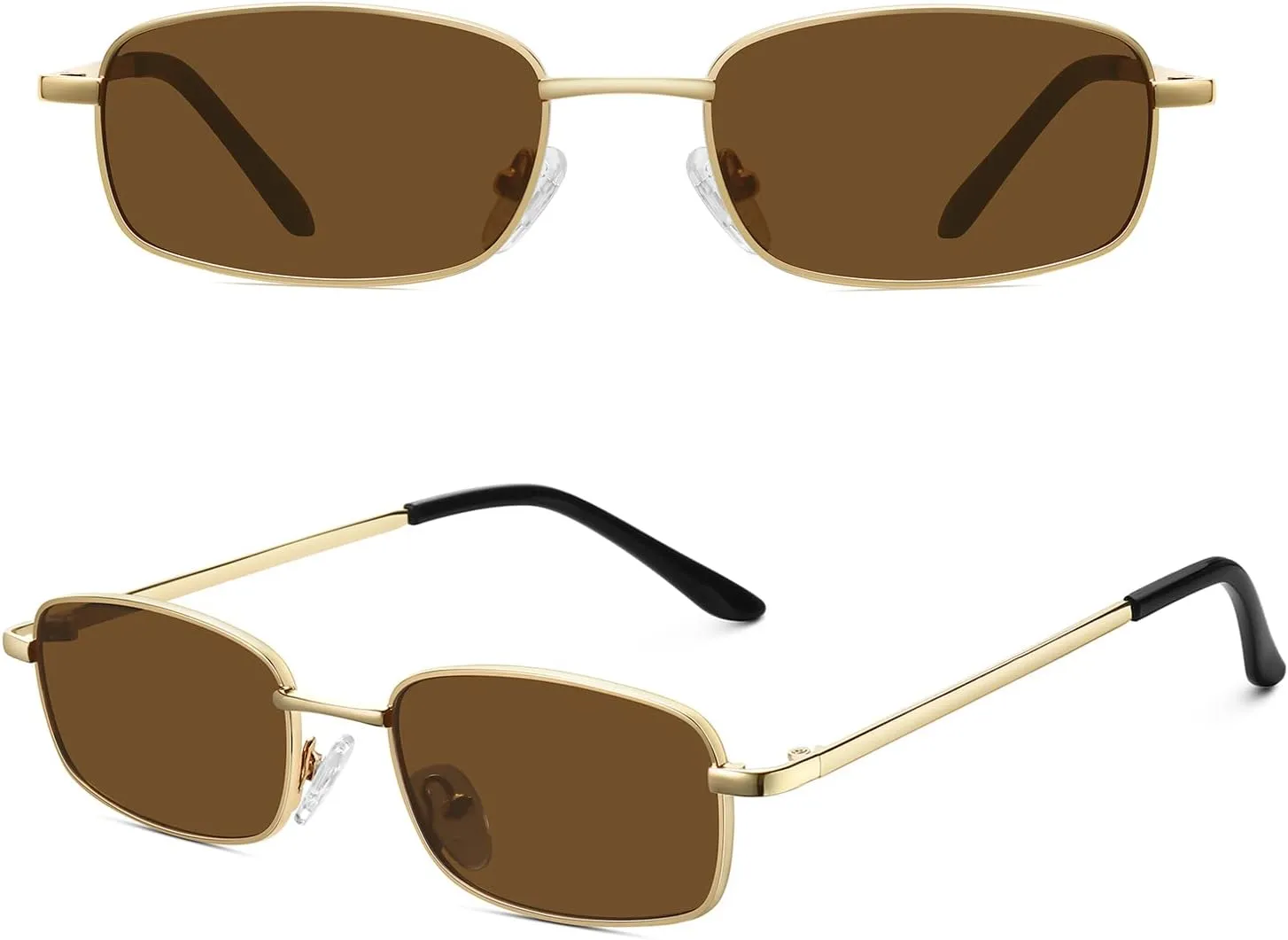 Rectangle Sunglasses for Women 90s Retro Small Narrow Square Frame UV400 Protection