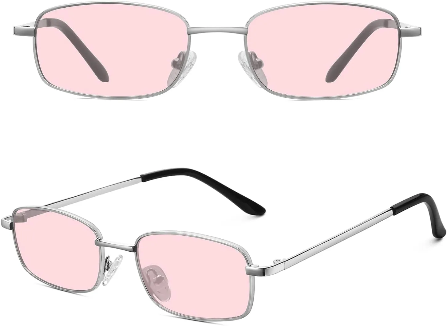 Rectangle Sunglasses for Women 90s Retro Small Narrow Square Frame UV400 Protection