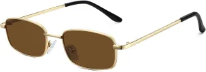 Rectangle Sunglasses for Women 90s Retro Small Narrow Square Frame UV400 Protection
