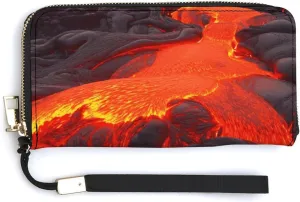 Red Lava Leather Wallets Zip Around Clutch Bag Ladies Credit Card Holder Clutch Purse for Women