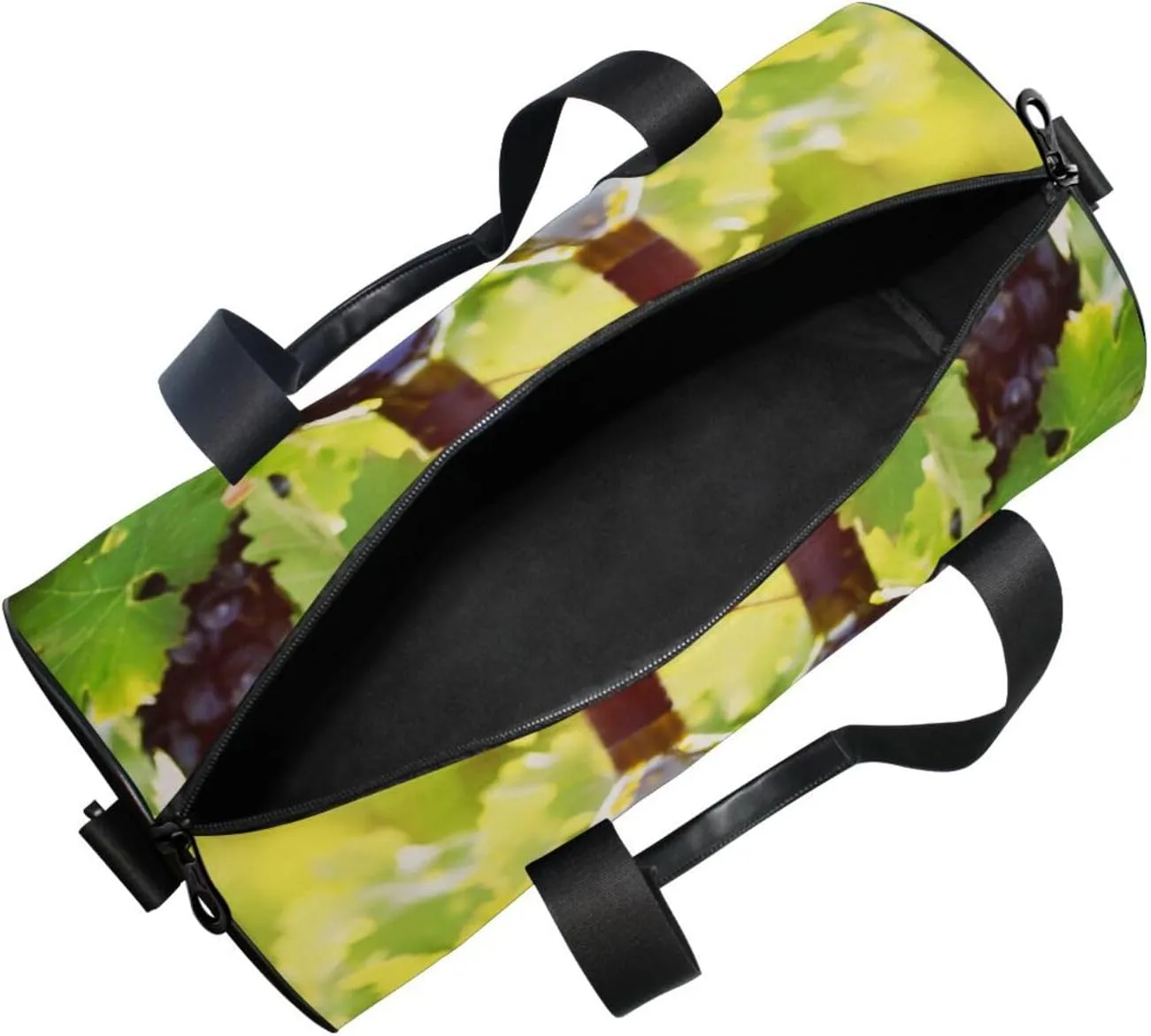 Red Wine Glasses Bottles Grapes with Green Leaves and Wooden Barrels Portable Gym Bag, Travel Bag, Luggage bag, Sports Bag, Toiletry Bag with Handles, Detachable Shoulder Strap 17.6 x 9 x 9 inch