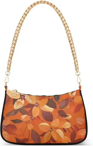 Reddish Orange Leaves trendy chain crossbody sling bags womens handbags for for traveling