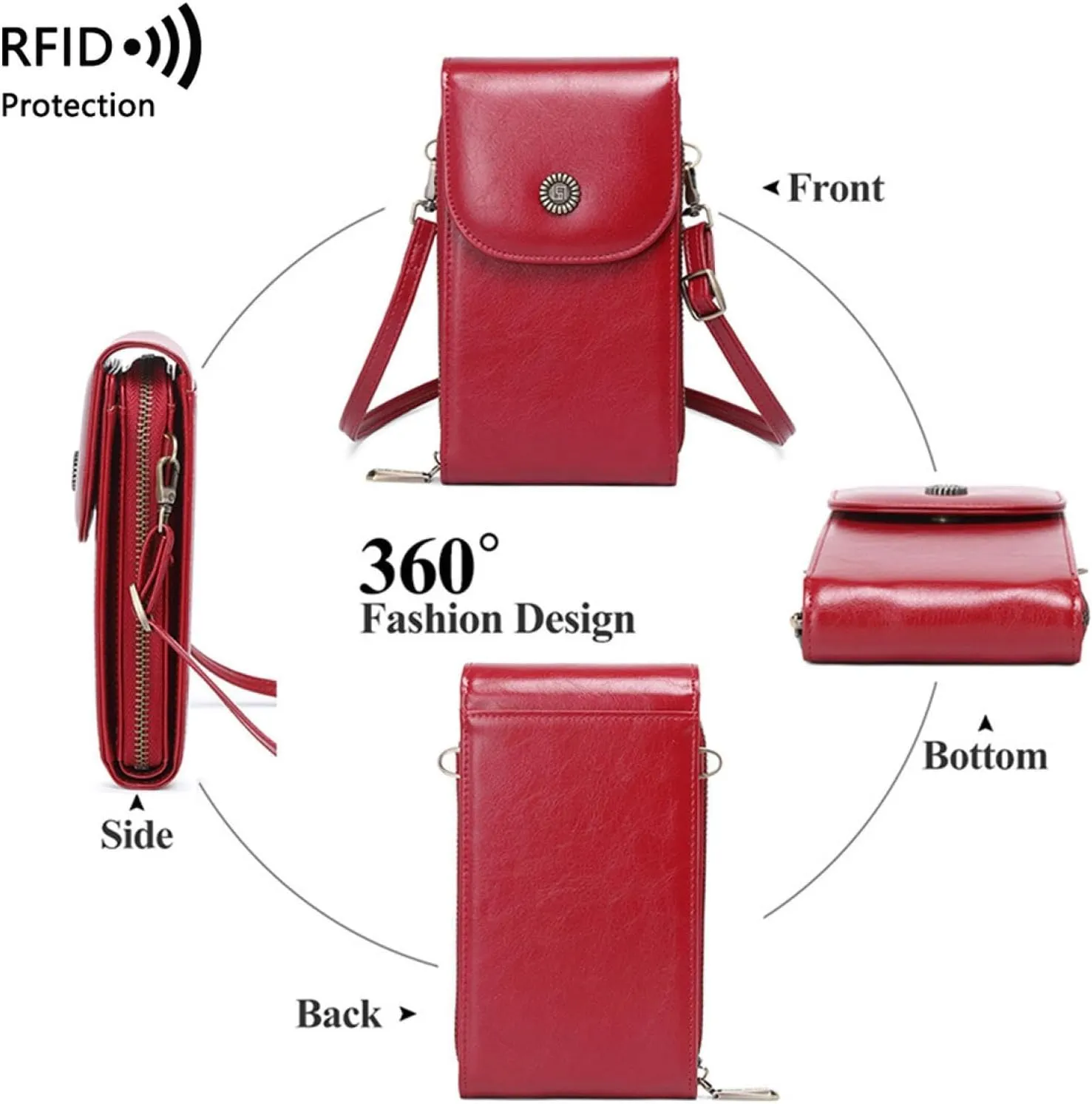 RFID anti magnetic women's phone bag PU leather phone bag versatile single shoulder crossbody bag
