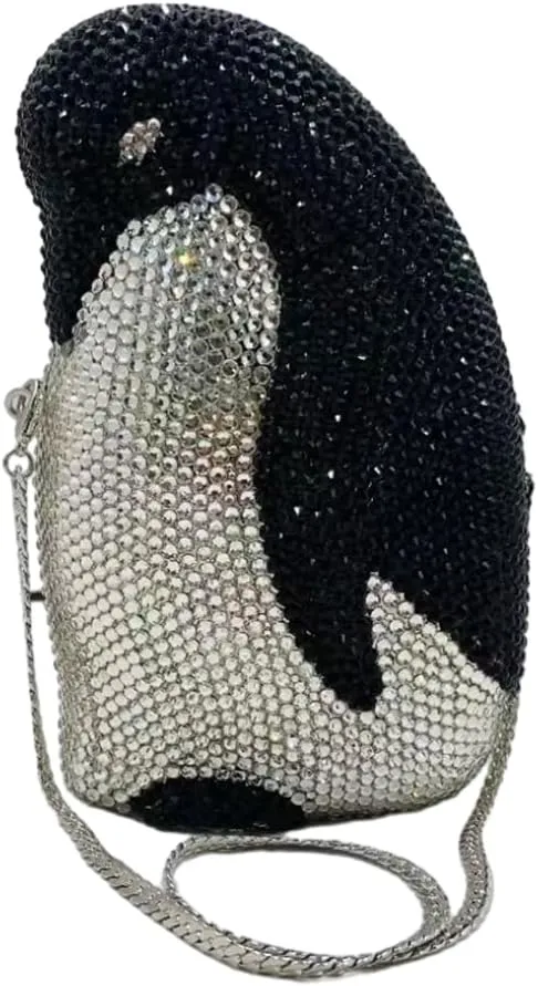 Rhinestone Penguin Evening Bags Sparkle Crystal Clutch Bling Animal Purse Lovely Party Wedding Handbag