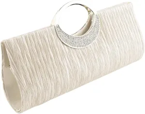Rhinestone Satin Pleated Evening Clutches Bridal Wedding Handbag Purse Evening Bags