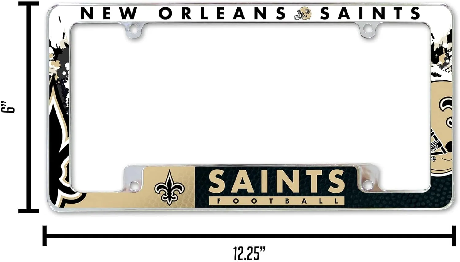 Rico Industries NFL Football Primary 12" x 6" Chrome All Over Automotive License Plate Frame for Car/Truck/SUV
