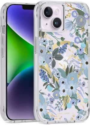 Rifle Paper Co iPhone 15 Plus / 14 Plus 6.7" Case [Compatible with MagSafe] [10ft Drop Protection] Cute with Floral Pattern, Anti-Scratch Tech, Shockproof Material, Slim Fit - Garden Party Blue