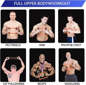 Rip Stick Efficient Upper Body Workout Equipment,Rip Muscle Workout Stick, Adjustable Resistance Bands with Wooden Handles, Portable Exercise Equipment, 8 Ripstick Bands