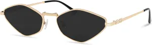 Rmerom Retro Irregular Metal Sunglasses for Women Men, 2025 Trendy Vintage 90s Chic Small Narrow Gold Frame Sun Glasses