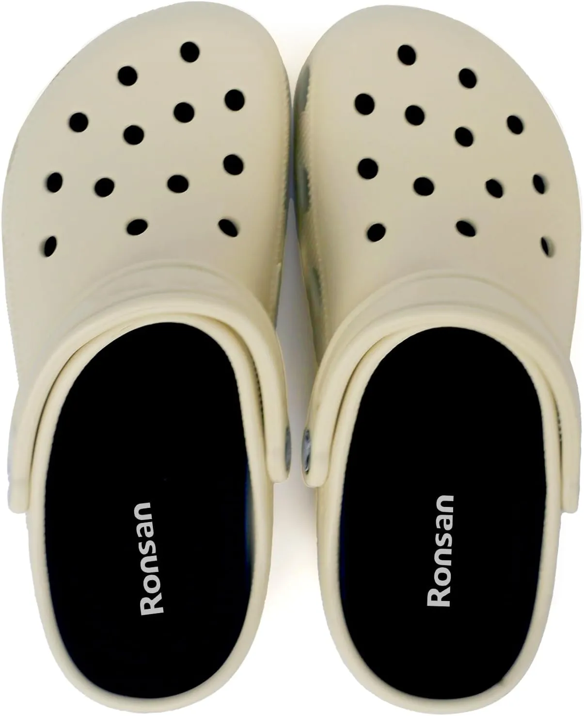 Ronsan Shoe Insoles of Clog Garden Shoes, Extra Wide Barefoot Shoe Inserts Pads for Nurse Shoes, Garden Work Sandals, Thin Replacement Insoles for Women 13 / Men Size 11, Black