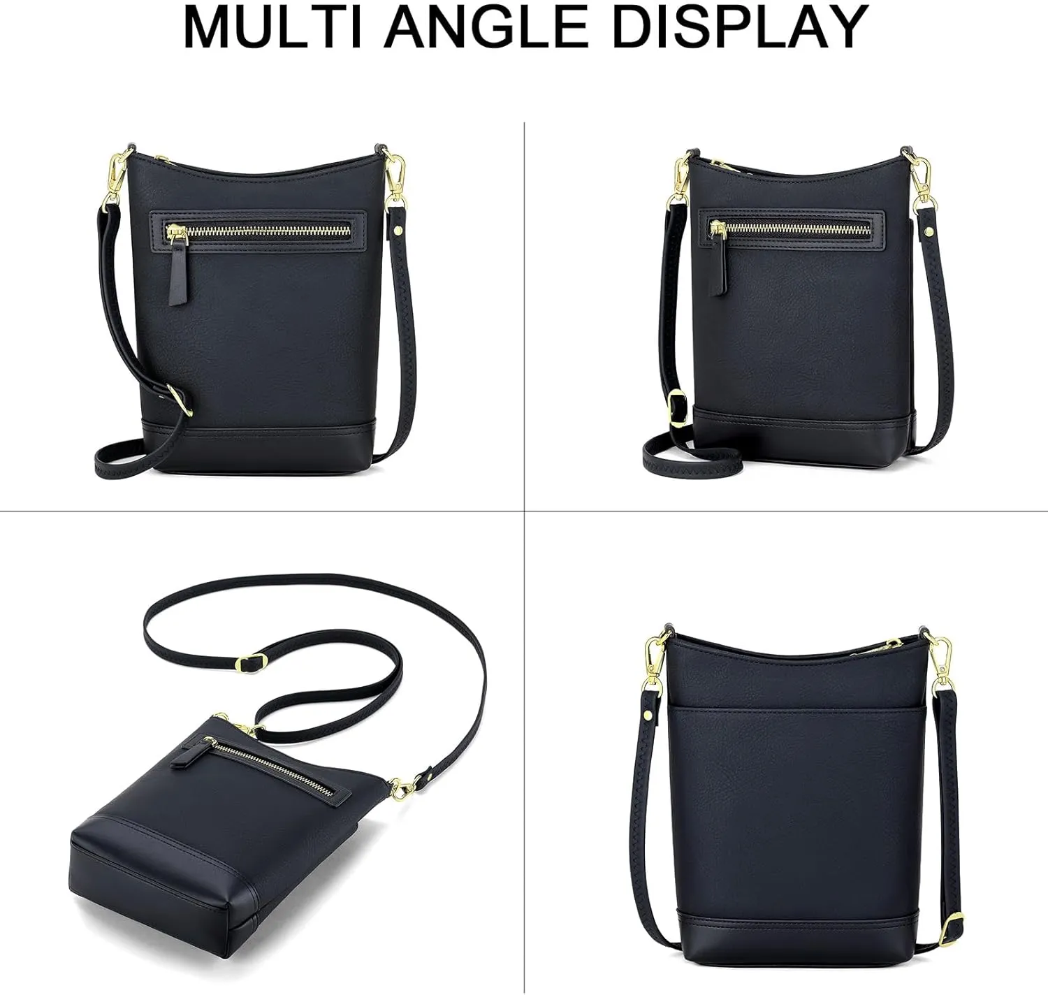 RONSIN Crossbody Bag for Women Cell Phone Purse Bucket Bag Shoulder Bag with Multi Zipper Pockets