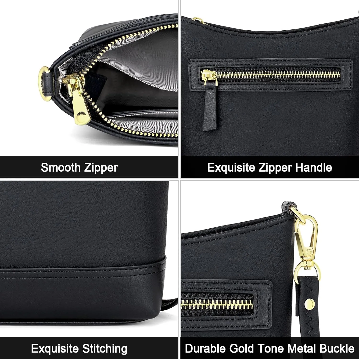 RONSIN Crossbody Bag for Women Cell Phone Purse Bucket Bag Shoulder Bag with Multi Zipper Pockets