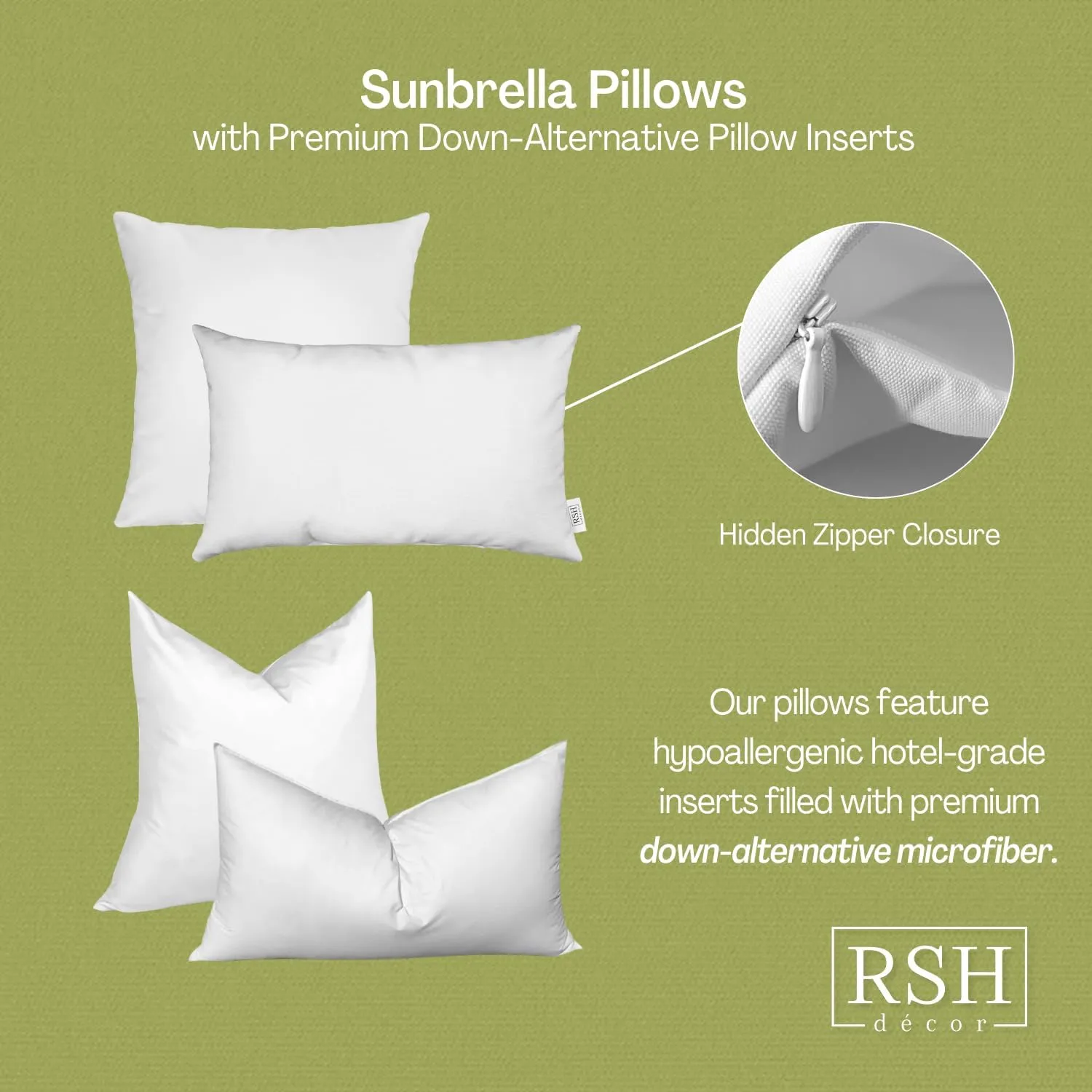 RSH DECOR: Sunbrella Lumbar Throw Pillows Set of 2 | 20" x 12" | Water and Fade-Resistant Performance Fabric | Outdoor Pillow Covers with Down-Alternative Inserts | Astoria Sunset