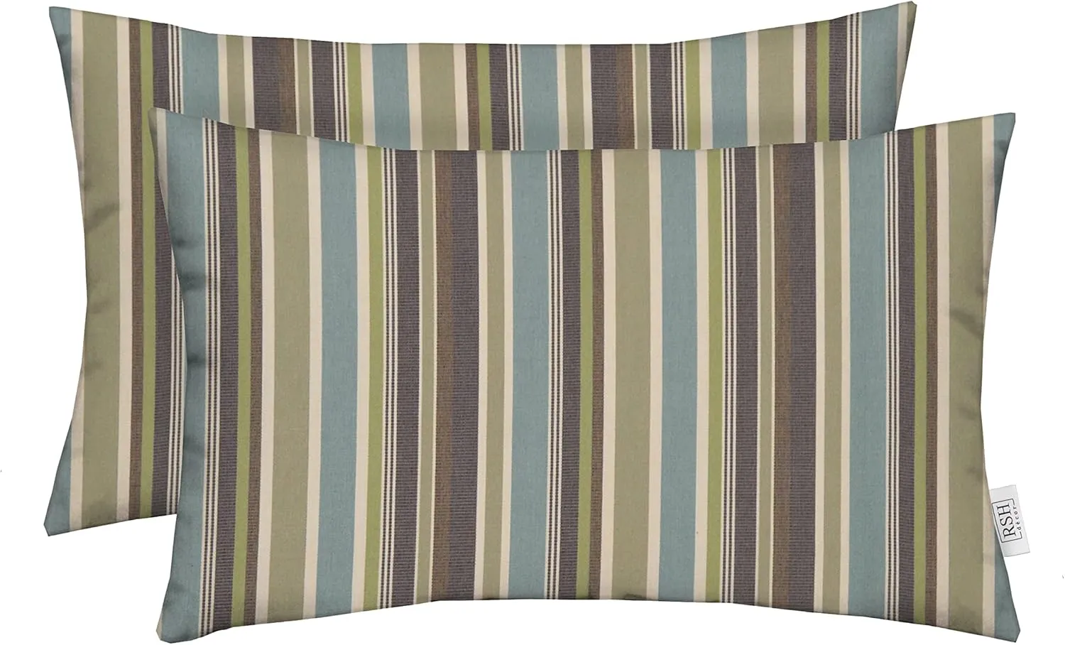 RSH DECOR: Sunbrella Lumbar Throw Pillows Set of 2 | 20" x 12" | Water and Fade-Resistant Performance Fabric | Outdoor Pillow Covers with Down-Alternative Inserts | Brannon Whisper