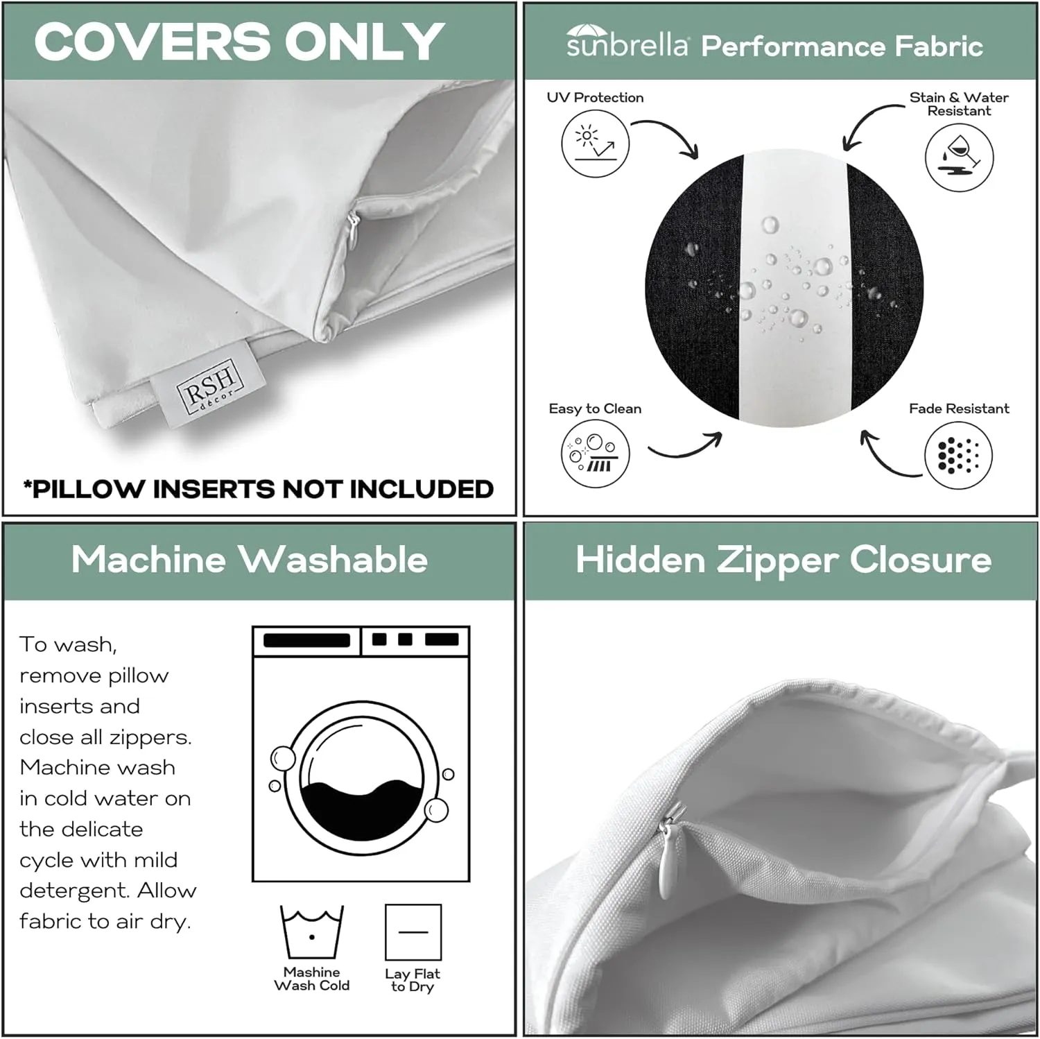 RSH DECOR: Sunbrella Pillow Covers Set of 2 | Covers Only - 17" x 17" | Outdoor Pillow Covers Crafted with Sunbrella Performance Fabric | Canvas Buttercup Yellow