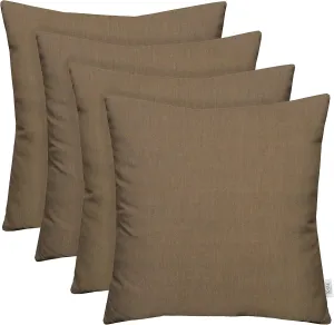 RSH DECOR: Sunbrella Square Throw Pillows Set of 4 | 24" x 24" | Water and Fade-Resistant Performance Fabric | Outdoor Pillow Covers with Down-Alternative Inserts | Canvas Taupe