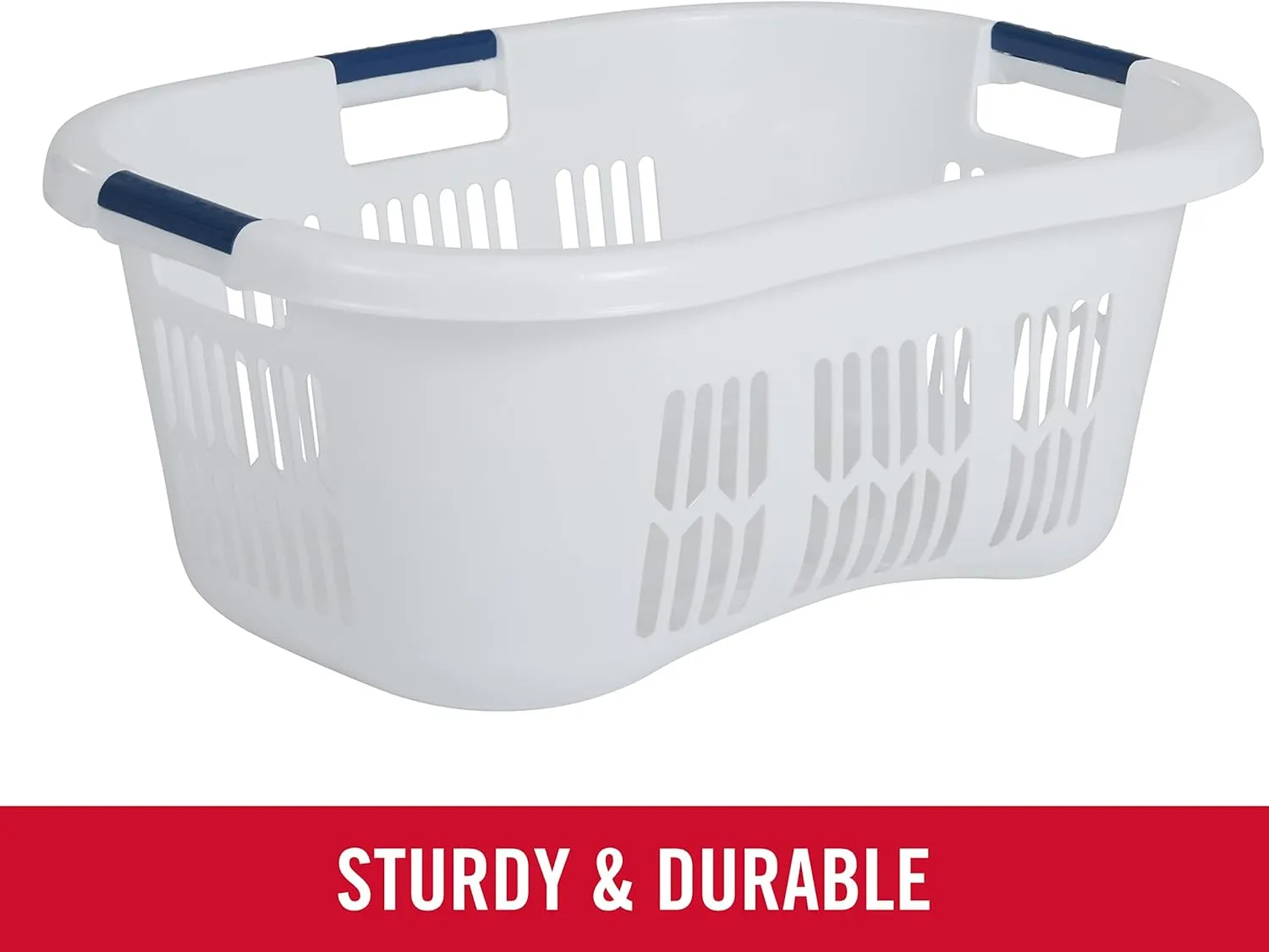 Rubbermaid Large Hip-Hugger Laundry Basket/Hamper, 1.5-Bushel, White, Stackable Storage Bin/Organizer for Bathroom/Bedroom/Dorm/Home