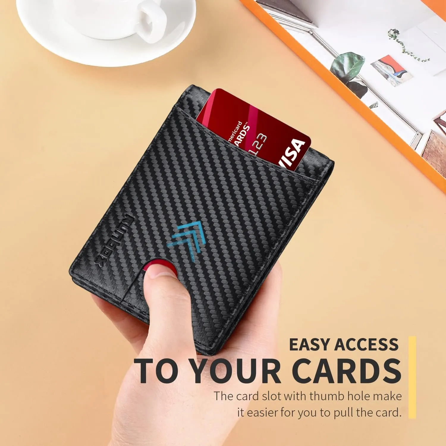 RUNBOX Genuine Leather Slim Wallet for Men RFID Blocking Bifold Minimalist Front Pocket Mens Wallet with Money Clip Thin Gift Box