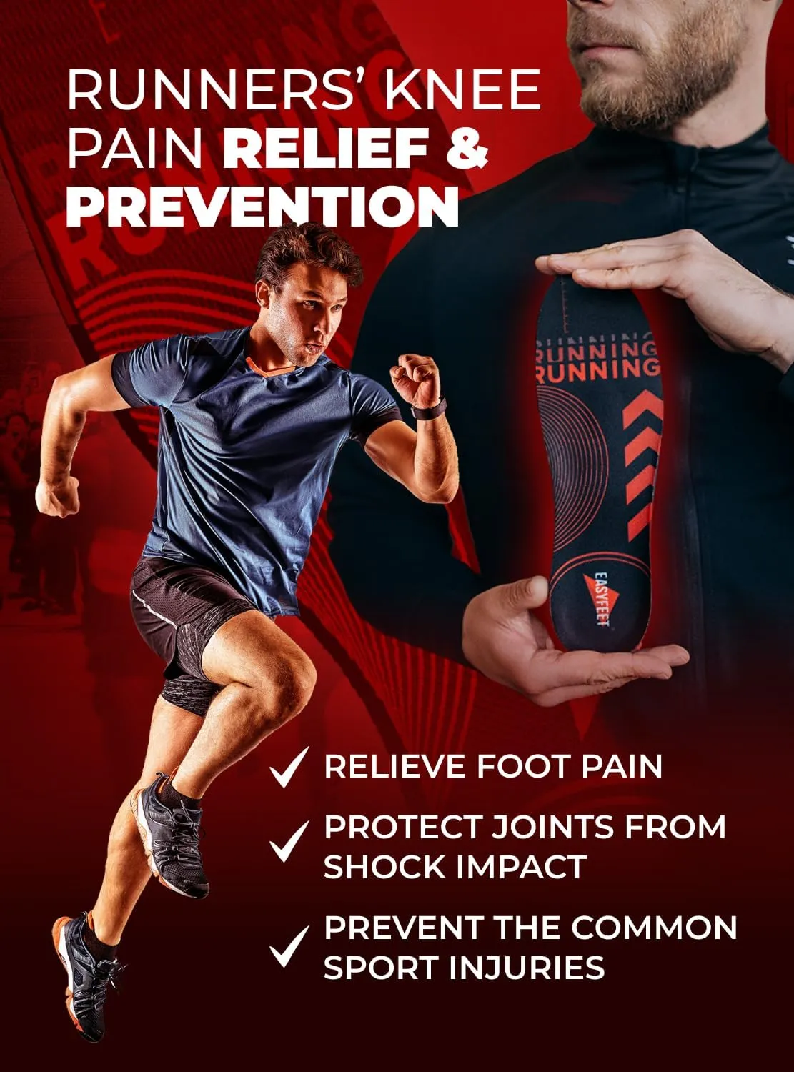 Running Athletic Shoe Insoles Men Women - Sport Insole - Shock Absorption Inserts - Walking Hiking Hockey Tennis Basketball - Orthotic Comfort Cushions Inserts Sneakers