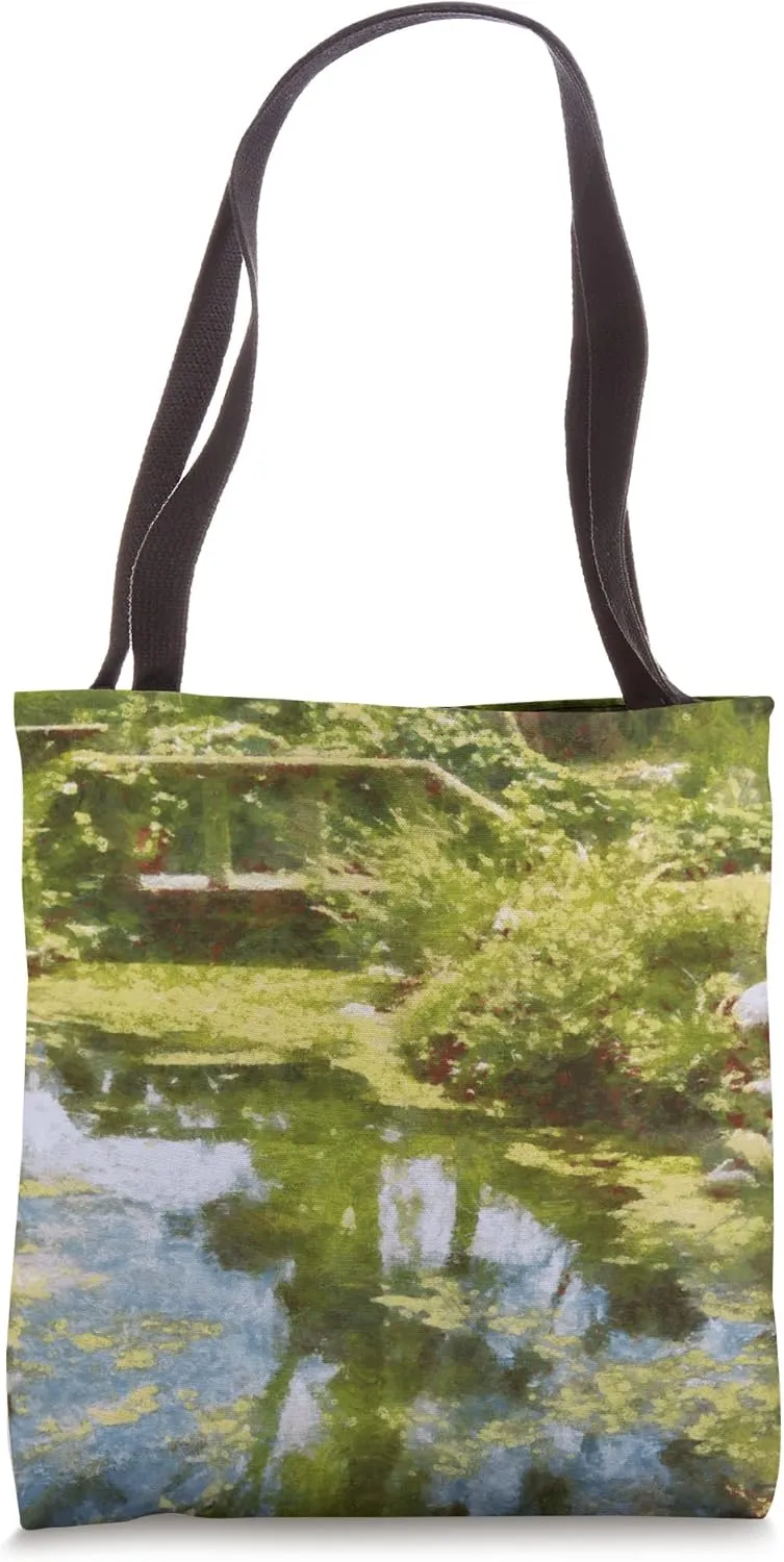 Rustic Wooden Footbridge Over A Creek Impressionist Art Tote Bag