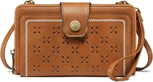 S-ZONE Crossbody Cell Phone Purse Wristlet Wallets for Women RFID Blocking Phone Wallet with 2 Straps