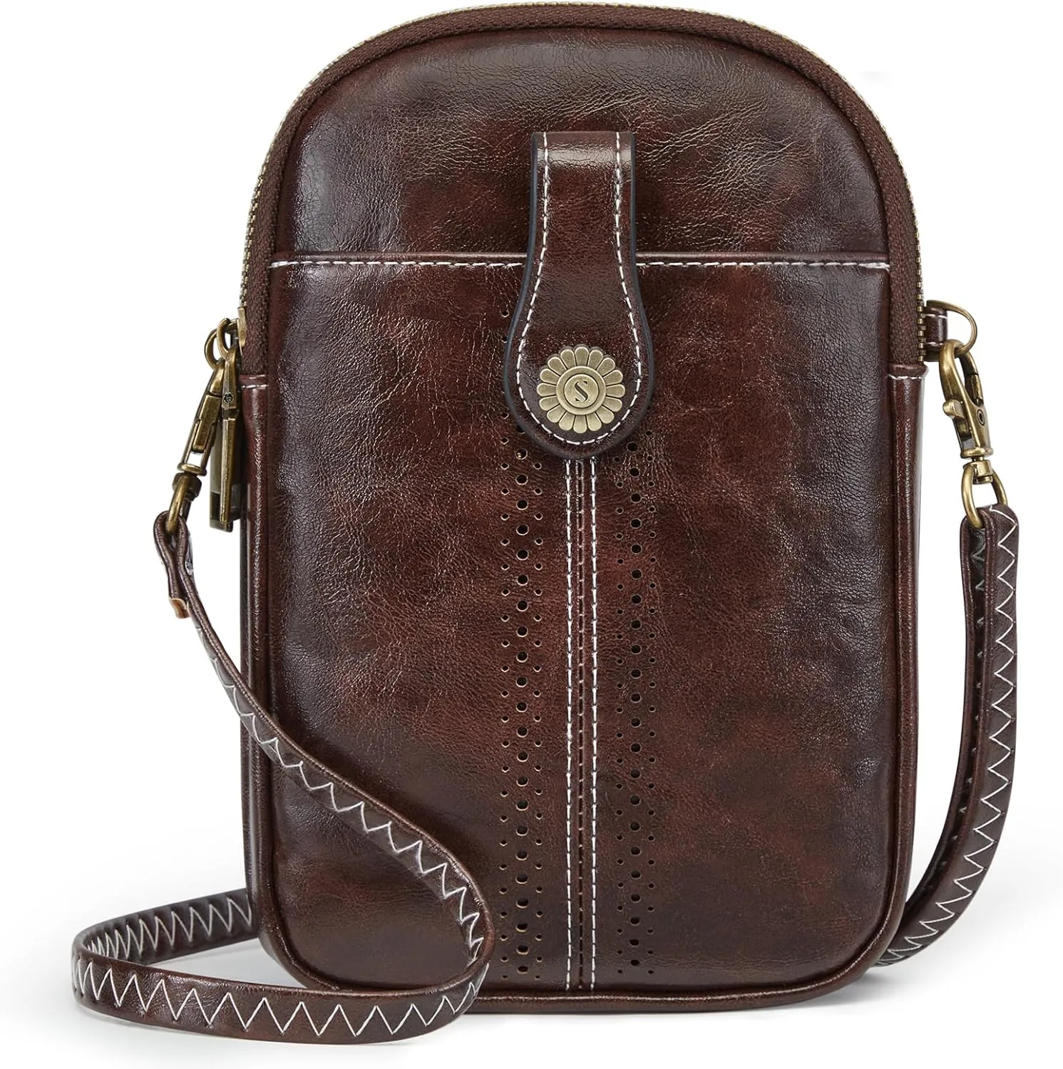 S-ZONE Small Crossbody Bags for Women Trendy RFID Blocking Cell Phone Purse Vegan Leather Shoulder Bag with Card Slots