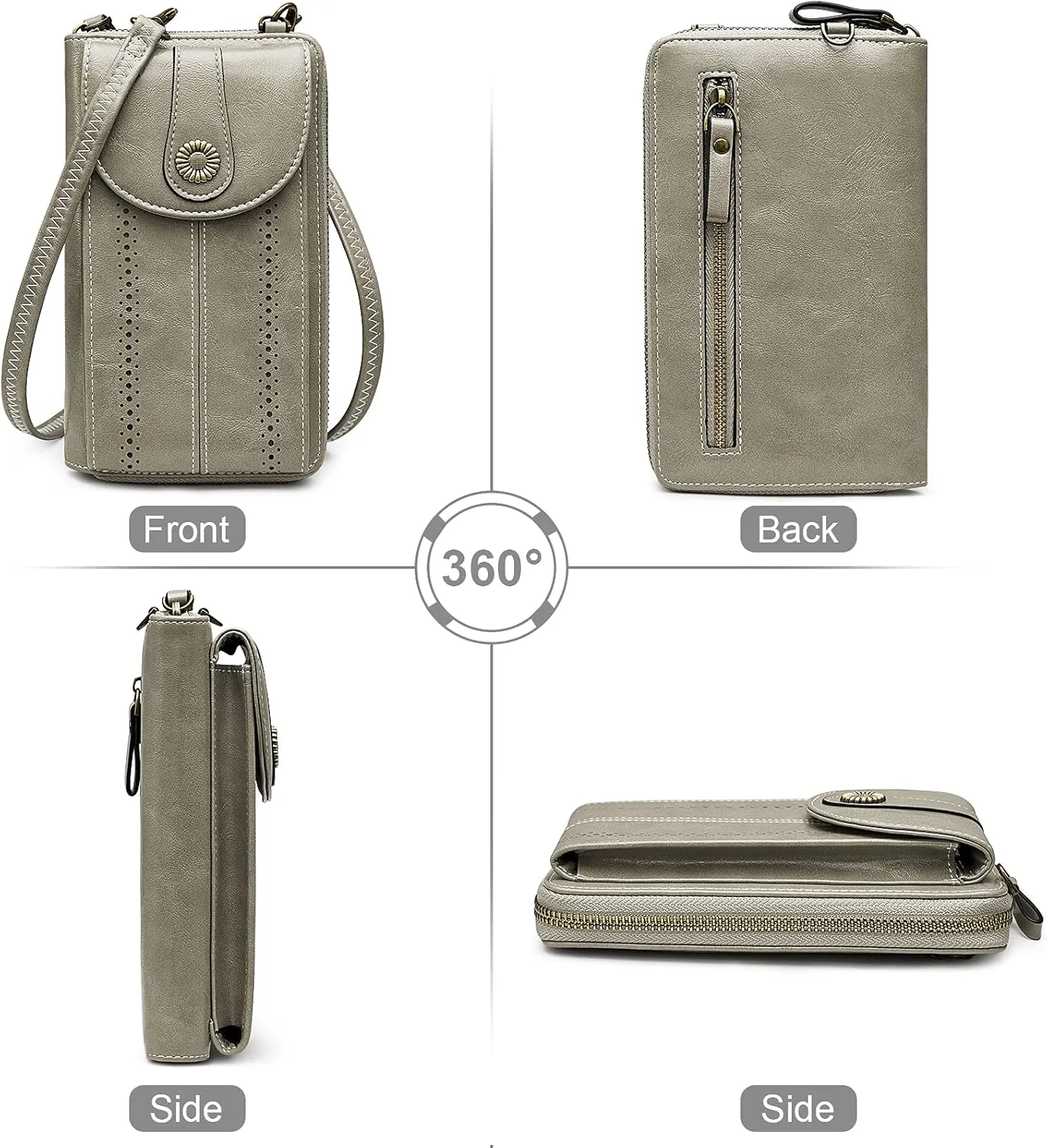 S-ZONE Women RFID Blocking Crossbody Cell Phone Purse Small Faux Leather Wallet Purse