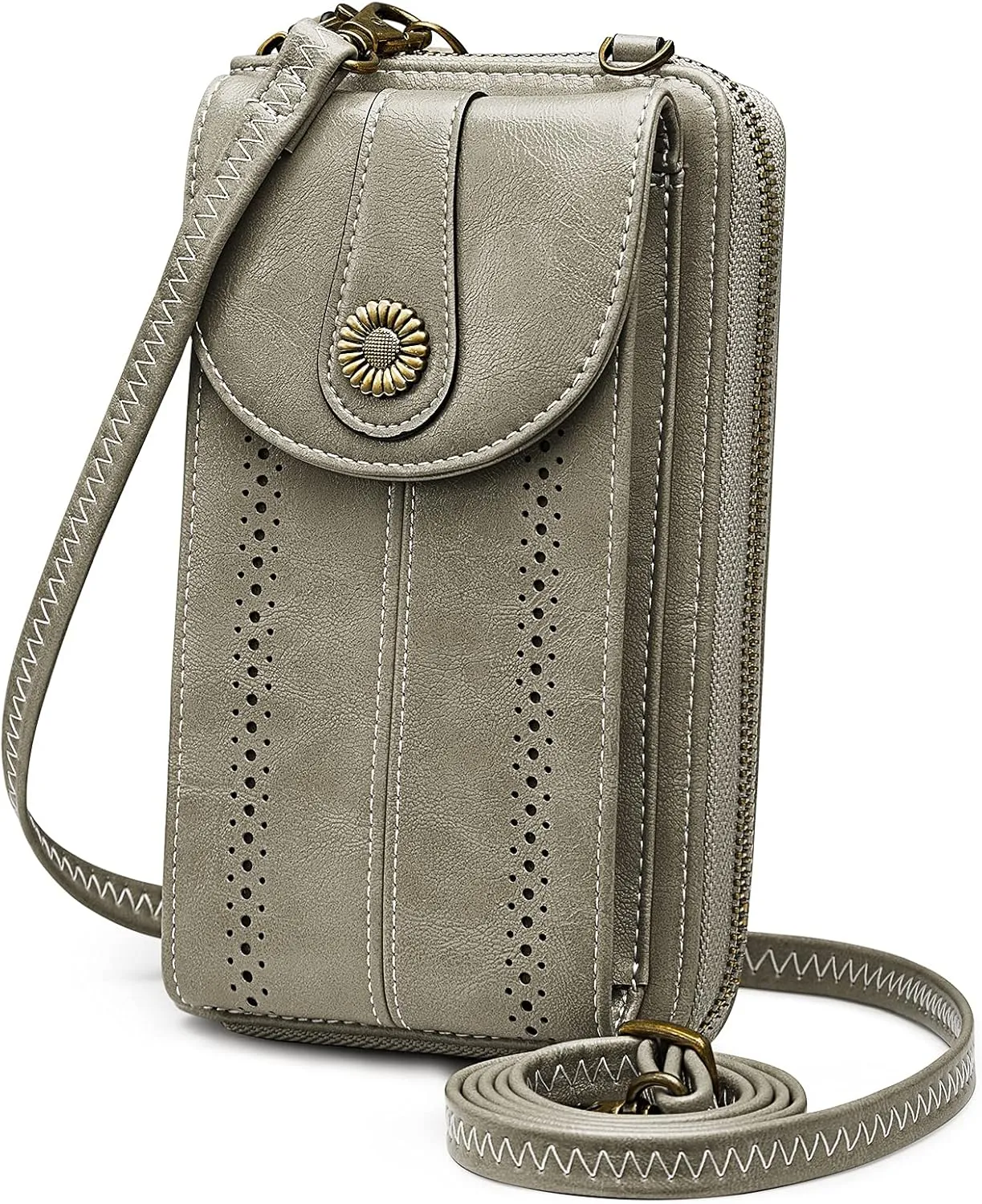 S-ZONE Women RFID Blocking Crossbody Cell Phone Purse Small Faux Leather Wallet Purse